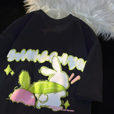 Летняя футболка с кроликами из 100% хлопка фотография