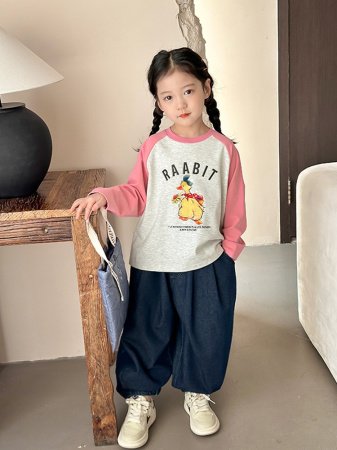 Джинсы для девочек 2024 весна новые широкие брюки для детей изображение