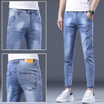 Летние мужские джинсы 9/10 длины изображение