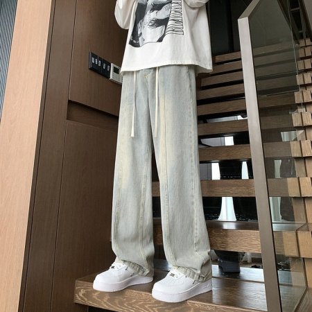 Джинсы мужские 2024 новинка весна осень тонкие американские уличные широкие прямые свободные брюки фото