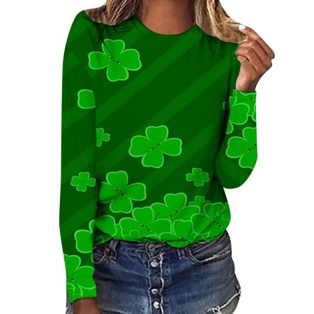 Женская футболка с длинным рукавом 3D-печать трехлистников фотография