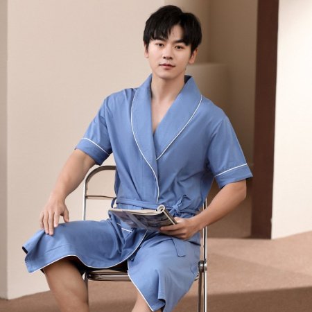 Мужской халат для сна и ванной комнаты из модального хлопка фотография