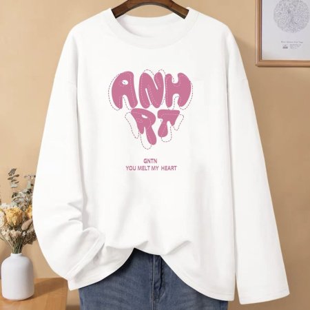 Женская футболка с длинным рукавом из чистого хлопка 230 г 2024 новая осенне-зимняя модель фотография