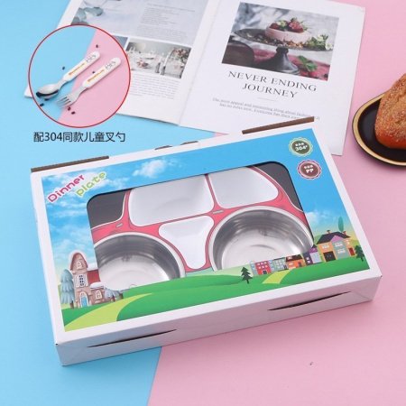 Детская тарелка из нержавеющей стали с разделением на секции фотография