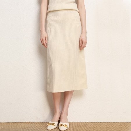 Шерстяная юбка с разрезом на осень и зиму изображение