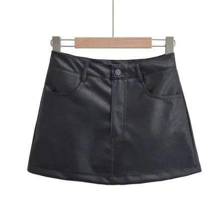 Женская юбка из PU-кожи 2023 нового дизайна высокой посадки фотография