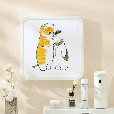 Шкаф для ванной комнаты с изображением на стене фотография