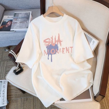 Белая мужская и женская футболка на завышенной посадке из 230 граммового чистого хлопка изображение