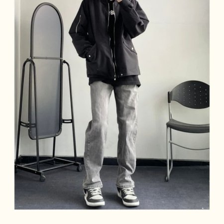 Мужские джинсы в стиле ретро, цвет пепельного дыма изображение