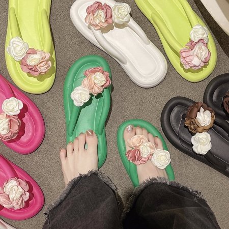 Летние женские шлепанцы с цветочным дизайном изображение
