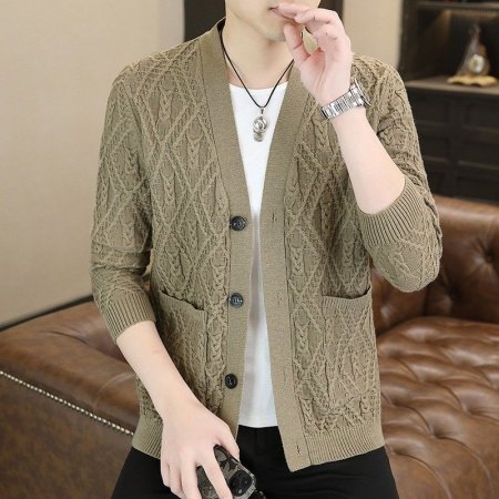 Мужская вязаная кардиган-свитер в стиле casual на весну и осень фото