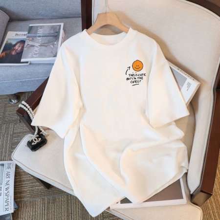 Белая мужская и женская футболка на завышенной посадке из 230 граммового чистого хлопка изображение