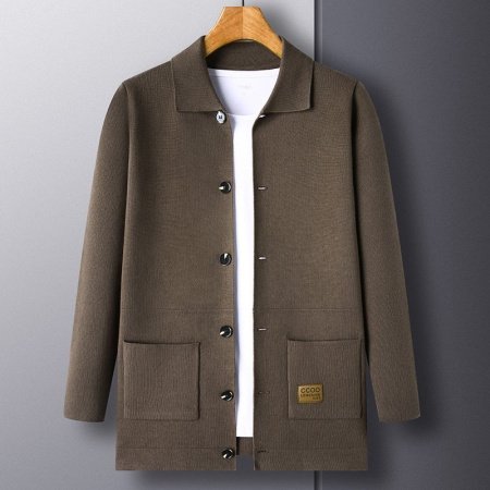 Мужская вязаная куртка с воротником изображение