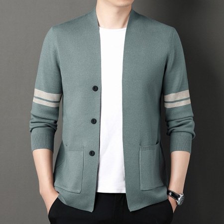 Мужская тонкая кардиган-жакет в полоску изображение