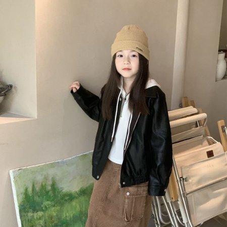 Детская куртка в стиле мотоциклиста 2024 года изображение