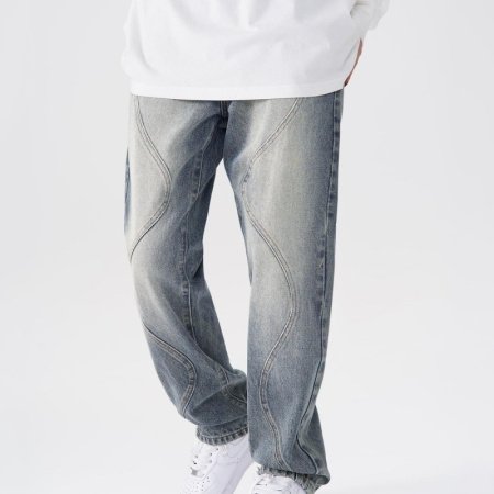MADSHED Мужские джинсы с выцветанием и потертостями изображение