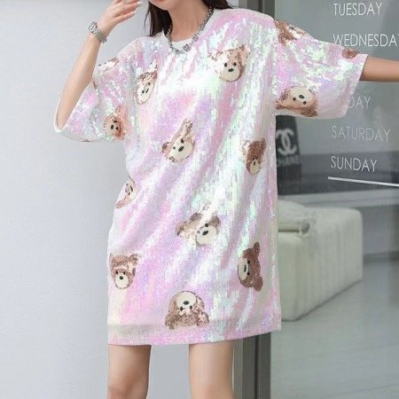 Женская футболка с широкими рукавами и блестками изображение