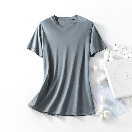 Майка из шелковистого хлопка с короткими рукавами фотография