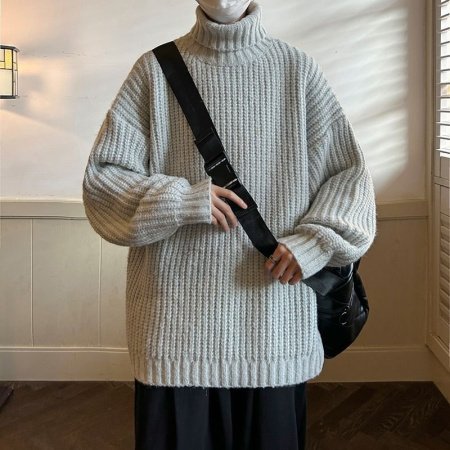 Мужской свитер с высоким воротником и утолщением на осень-зиму изображение