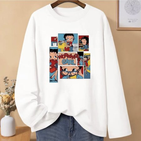 Женская футболка с длинным рукавом из чистого хлопка 230 г 2024 новая осенне-зимняя модель фотография