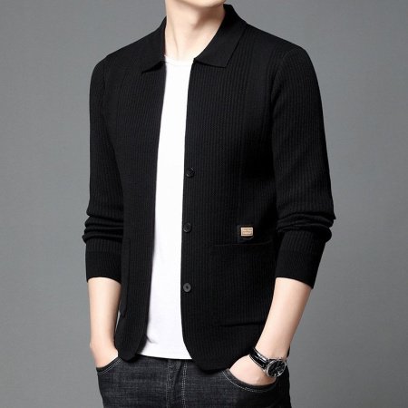 Мужская вязаная куртка с воротником фотография