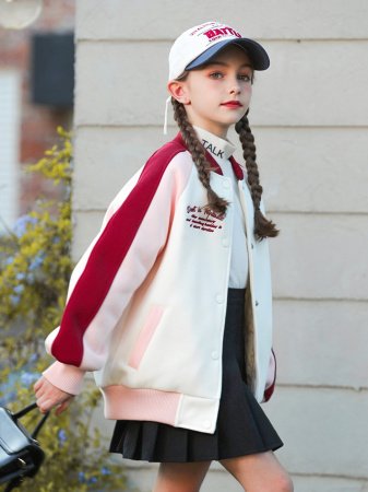 Детская куртка с длинным рукавом в стиле бейсбол 2024 для девочек фотография