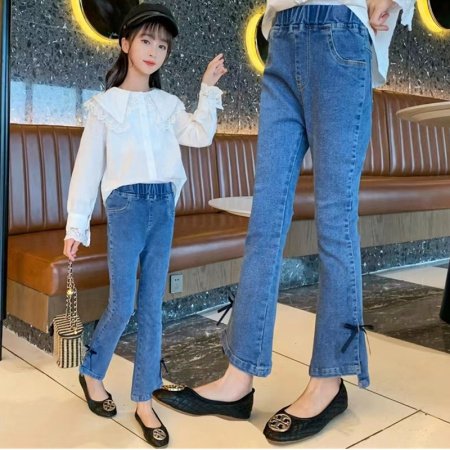 Детские джинсы с высокой талией фотография