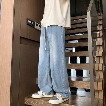 Джинсы мужские 2024 новинка весна осень тонкие американские уличные широкие прямые свободные брюки фото