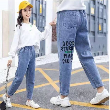 Детские джинсы с высокой талией фотография