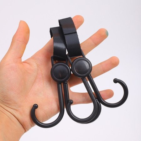 Крючок для коляски с двойной черной петлей (в упаковке OPP) изображение