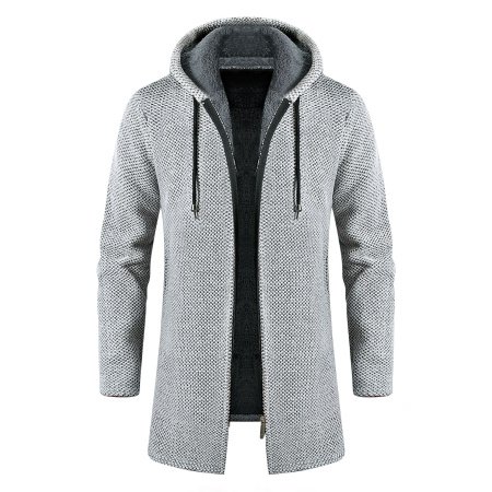 Мужская зимняя толстовка с капюшоном и клетчатым узором фото