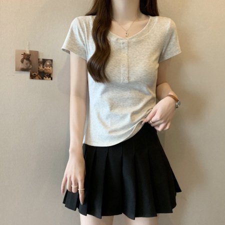 Футболка с коротким рукавом 2024 лето женская фото