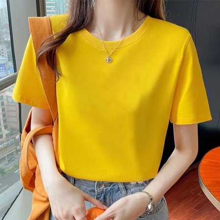 Женская футболка из чистого хлопка 2024 летняя новая модель изображение