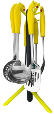 Набор кухонных принадлежностей из 6 предметов с желтыми пластмассовыми ручками MH-XN30 / К20 / B29 детальное фото