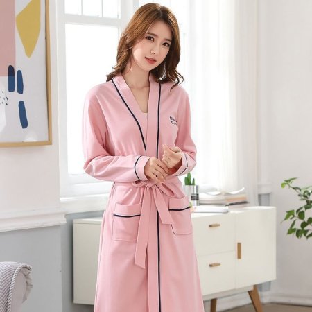 Халат для сна летний длинный сексуальный хлопковый для женщин и мужчин 100% хлопок больших размеров тонкий для пар фотография