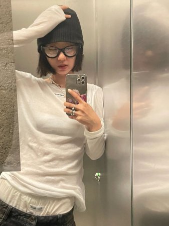 Miumiu Топ с длинным рукавом из шелка фото