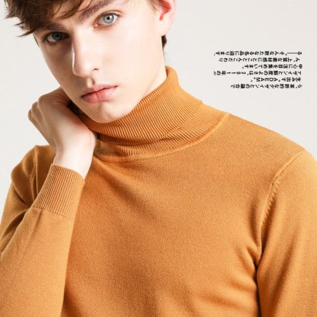 Мужская зимняя вязаная свитер с высоким воротником фото