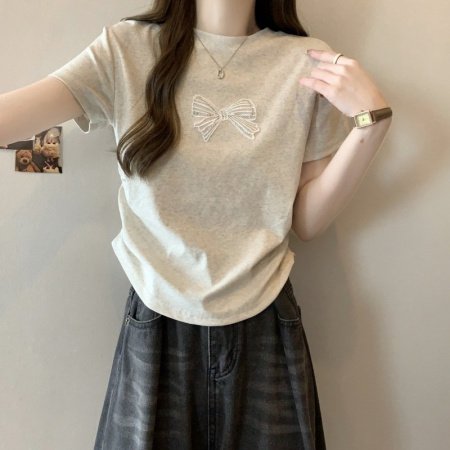 Футболка с коротким рукавом 2024 лето женская фото