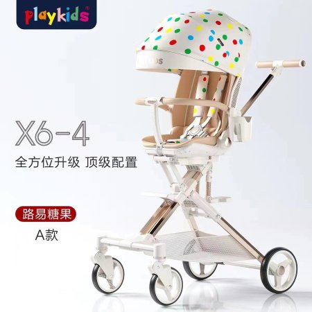 Playkids普洛可遛娃婴幼儿可躺可换向高景观轻便推车一键折叠X6X7 фотография