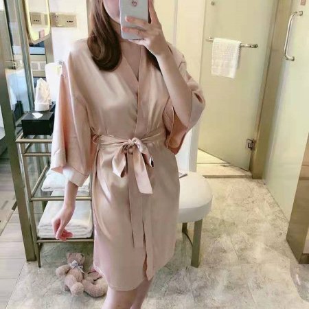 Халат для сна плюс-сайз лето 2023 в стиле бойфренд с длинным рукавом, однотонный, длинный, свободный крой, для отелей, до 200 фунтов изображение