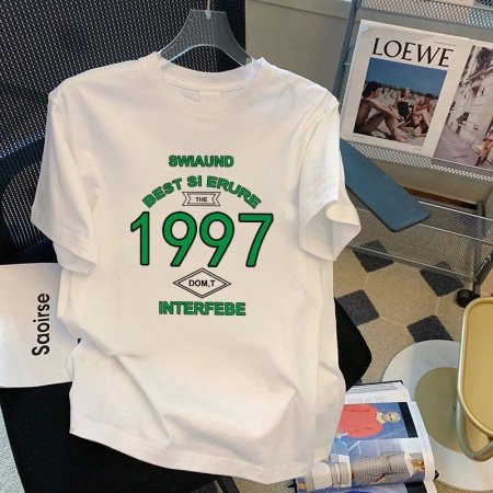 100% хлопок 220 г мультфильм принт круглый воротник короткий рукав футболка женская фотография