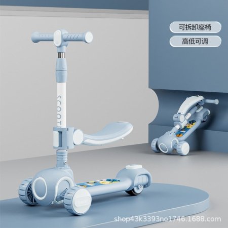 Детский трехколесный складной самокат изображение