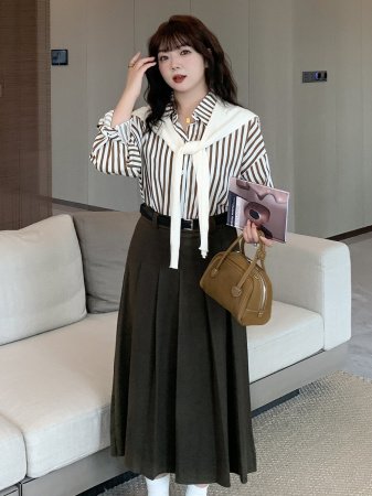 Женская юбка высокой талии с поясом фото