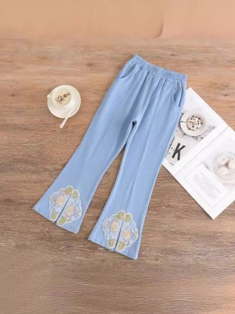 Джинсы девочки летние с вышивкой изображение