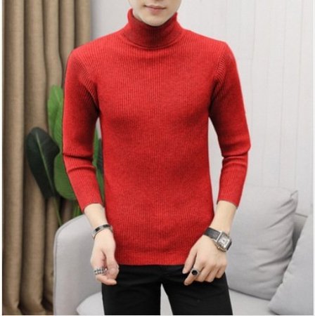 Мужской высокий воротник осенне-зимний свитер фото