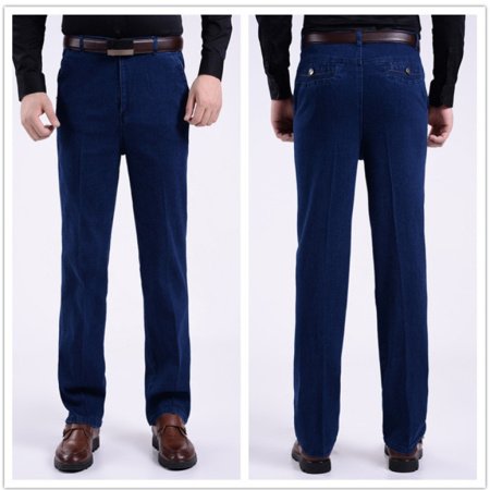 Мужские джинсы прямого кроя с высокой посадкой для мужчин среднего возраста фотография