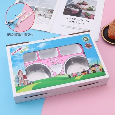 Детская тарелка из нержавеющей стали с разделением на секции фотография