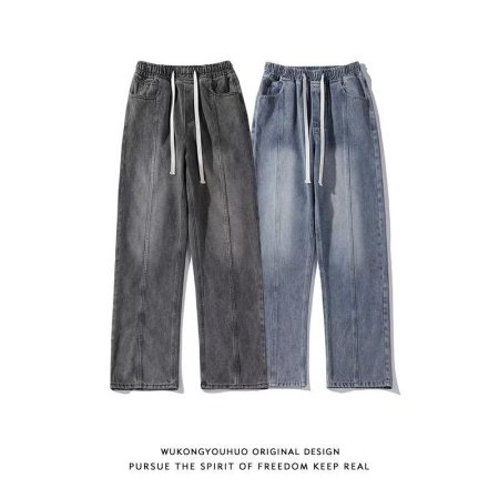 Джинсы мужские ретро-стиль прямые широкие брюки фотография