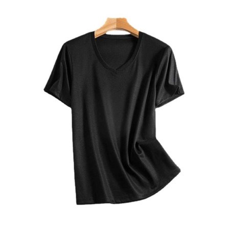 Майка из шелковистого хлопка с короткими рукавами фотография