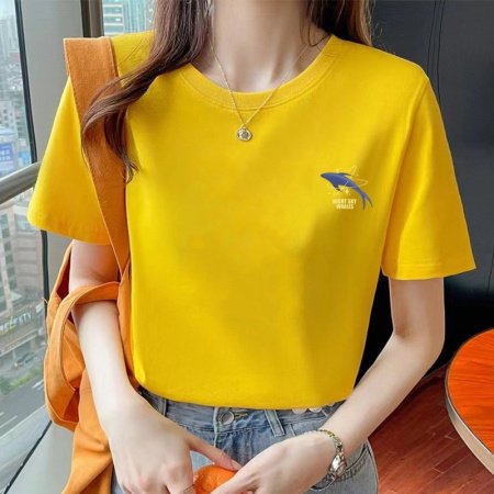 Женская футболка из чистого хлопка 2024 летняя новая модель изображение